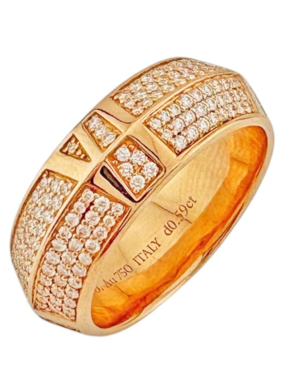 Tiffany & Co Atlas Closed Wide Ring 18k Pink Gold Diamond